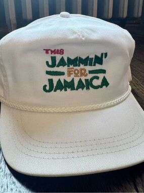 VINTAGE ‘90s Jammin' for Jamaica White Trucker Rope Hat w/ Leather Strap NWOT